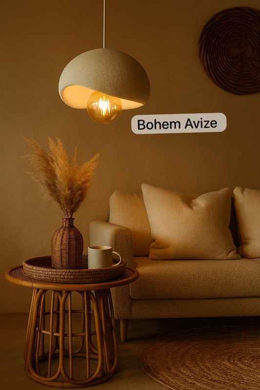 Modern Beton Görünümlü Tekli Sarkıt Avize - Rustik Ampullü