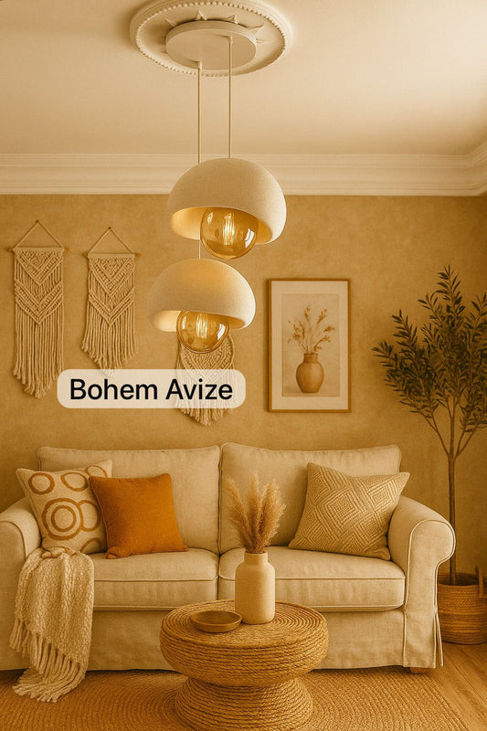 Modern Beton Görünümlü İkili Sarkıt Avize